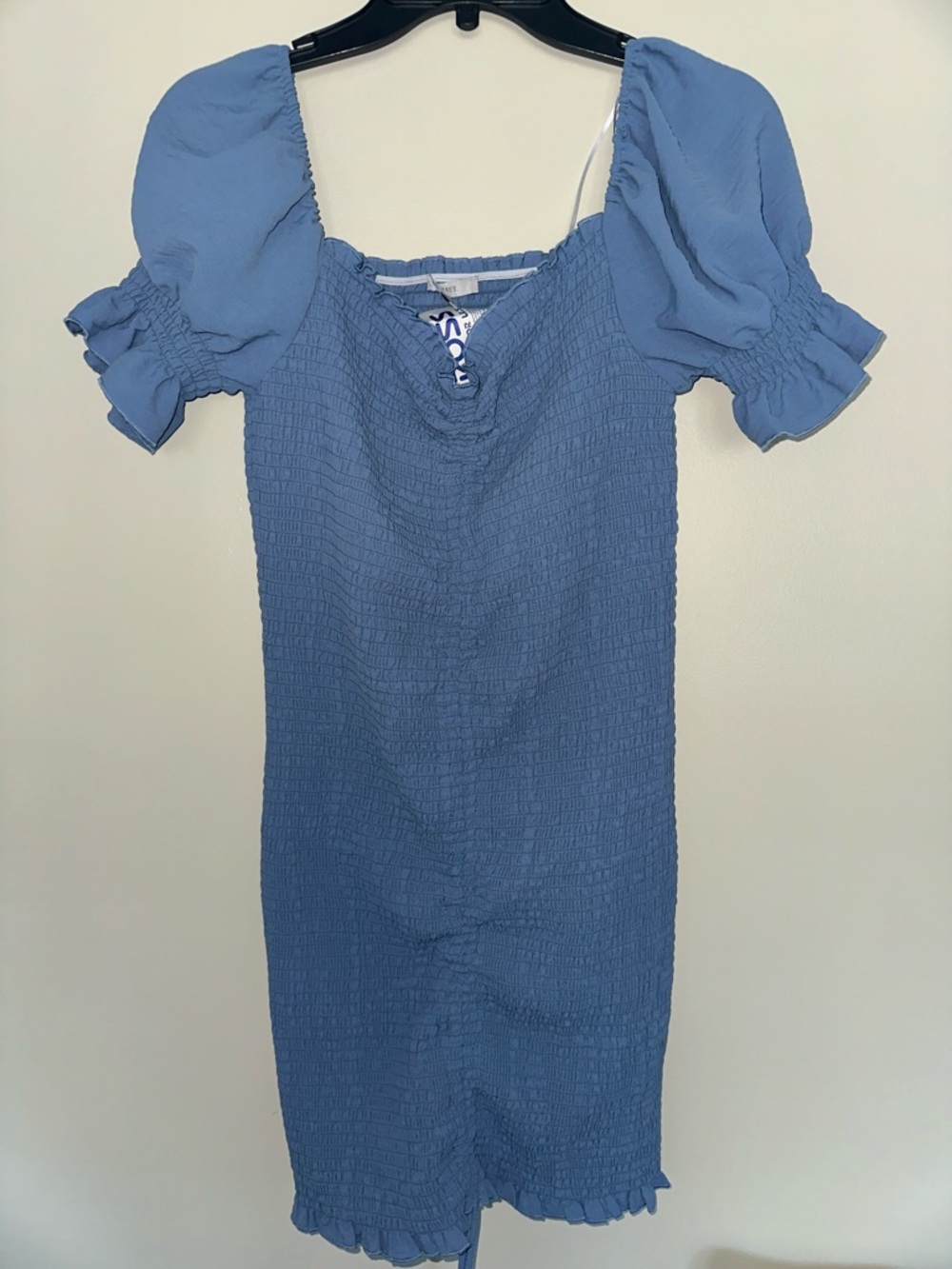Love Tree Sky Blue Smocked Dress with Puff Sleeves